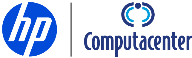Logos von HP und Computacenter nebeneinander, getrennt durch eine vertikale Linie.