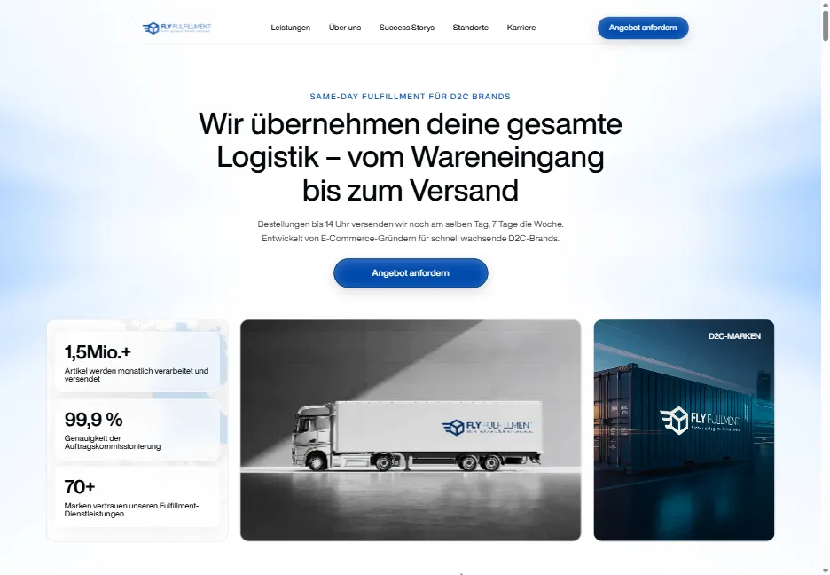 Fly Fulfillment | Scalable E-commerce Logistics Website