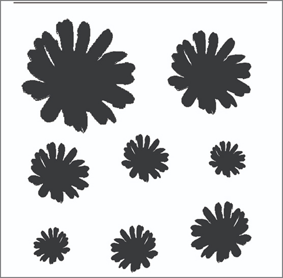 A Variety of different flower shadow sizes