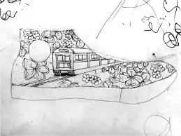 The refined sketch of the shoe design process