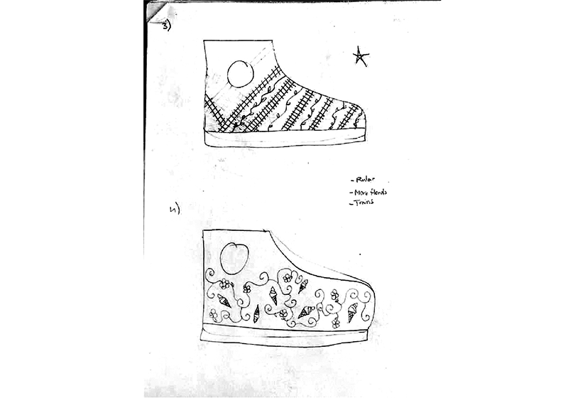 The Second initial sketches of the shoe design process
