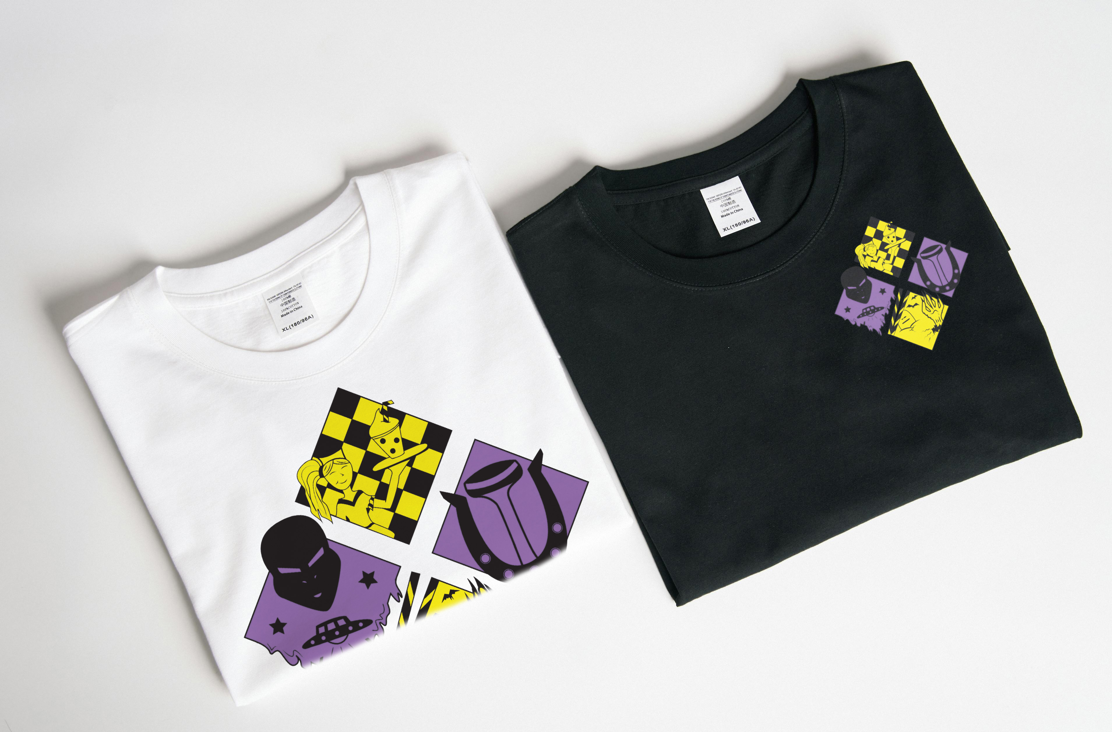 A Four Road Signs Design on T-shirt mockups