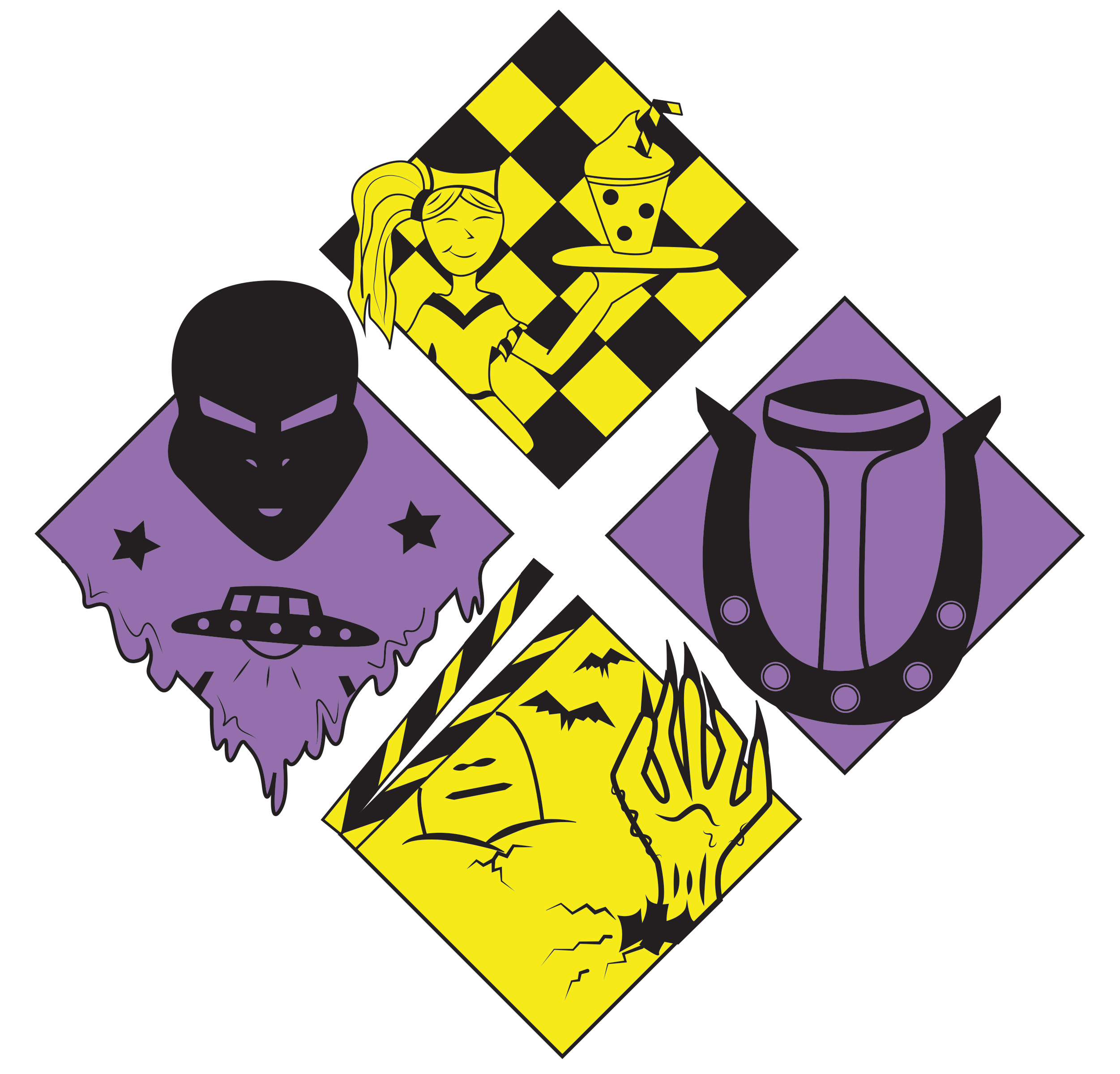 A finished vector design of the four road signs