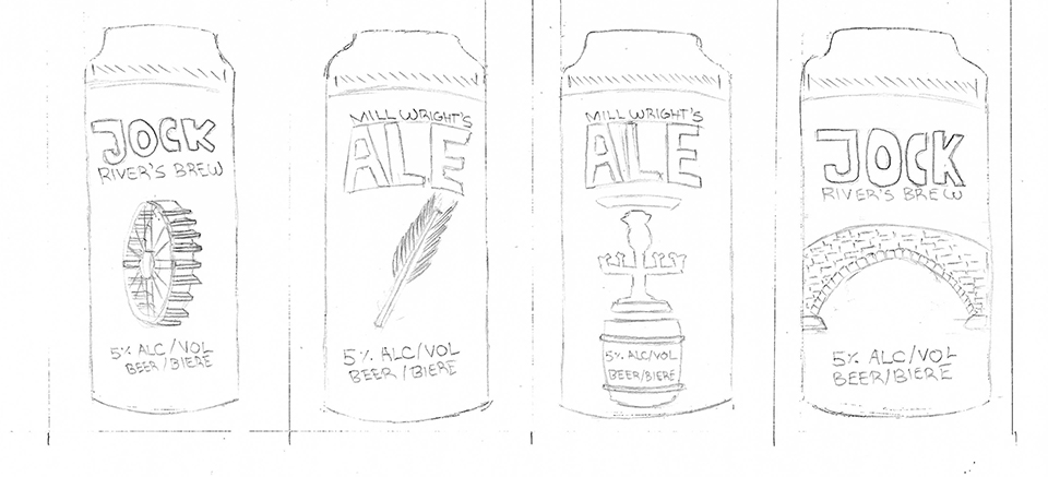 image showcasing initial sketches for beer can design for ashton brewing company