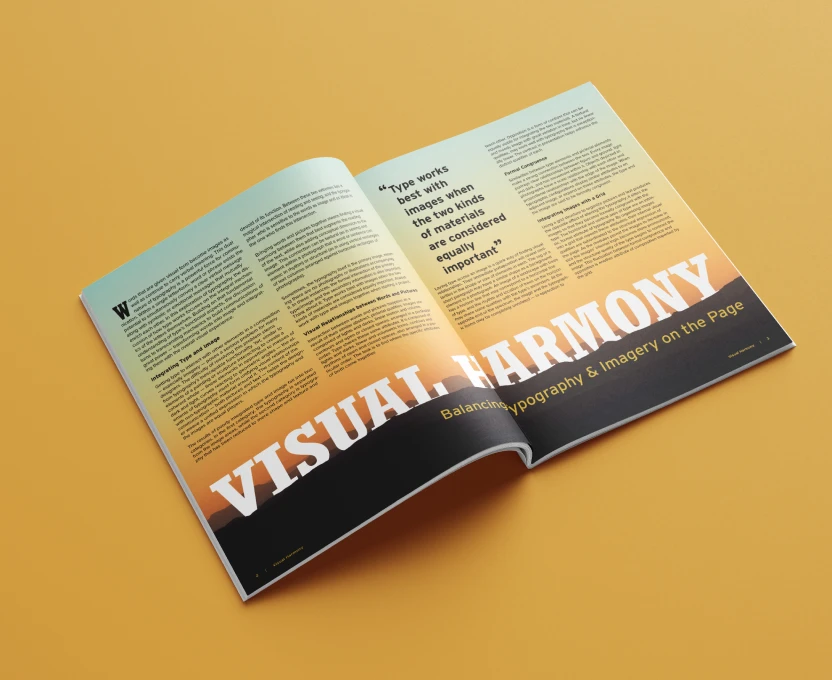 Visual Harmony Typographic Magazine Layout.