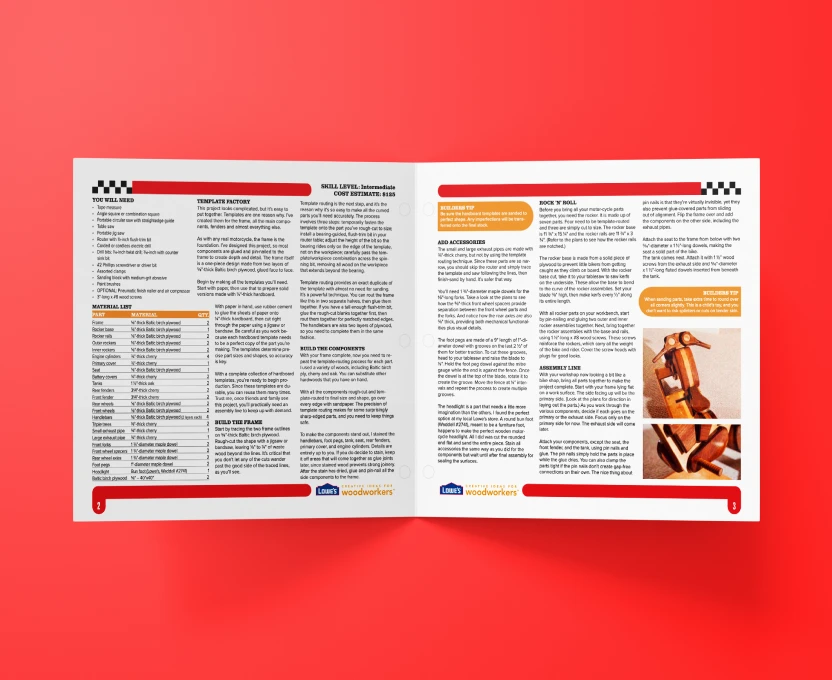 Instructional typographic layout for the Mighty Motors Rocking Motorcycle Toy.