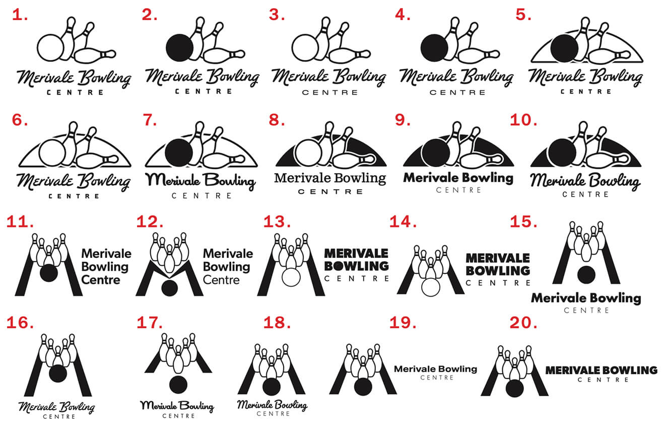 Merivale Bowling Centre digital logo prototypes