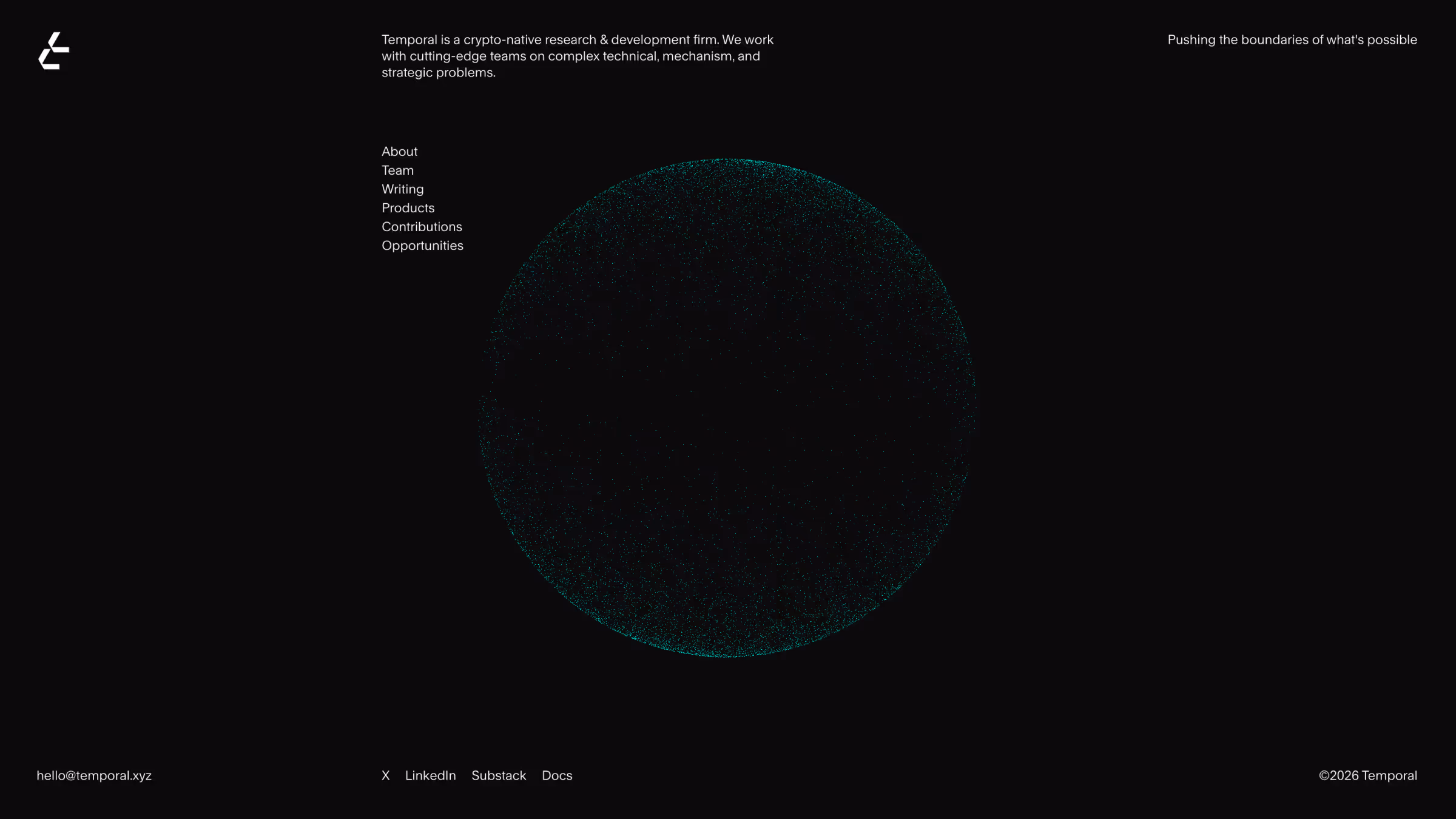 Temporal Homepage Hero Section