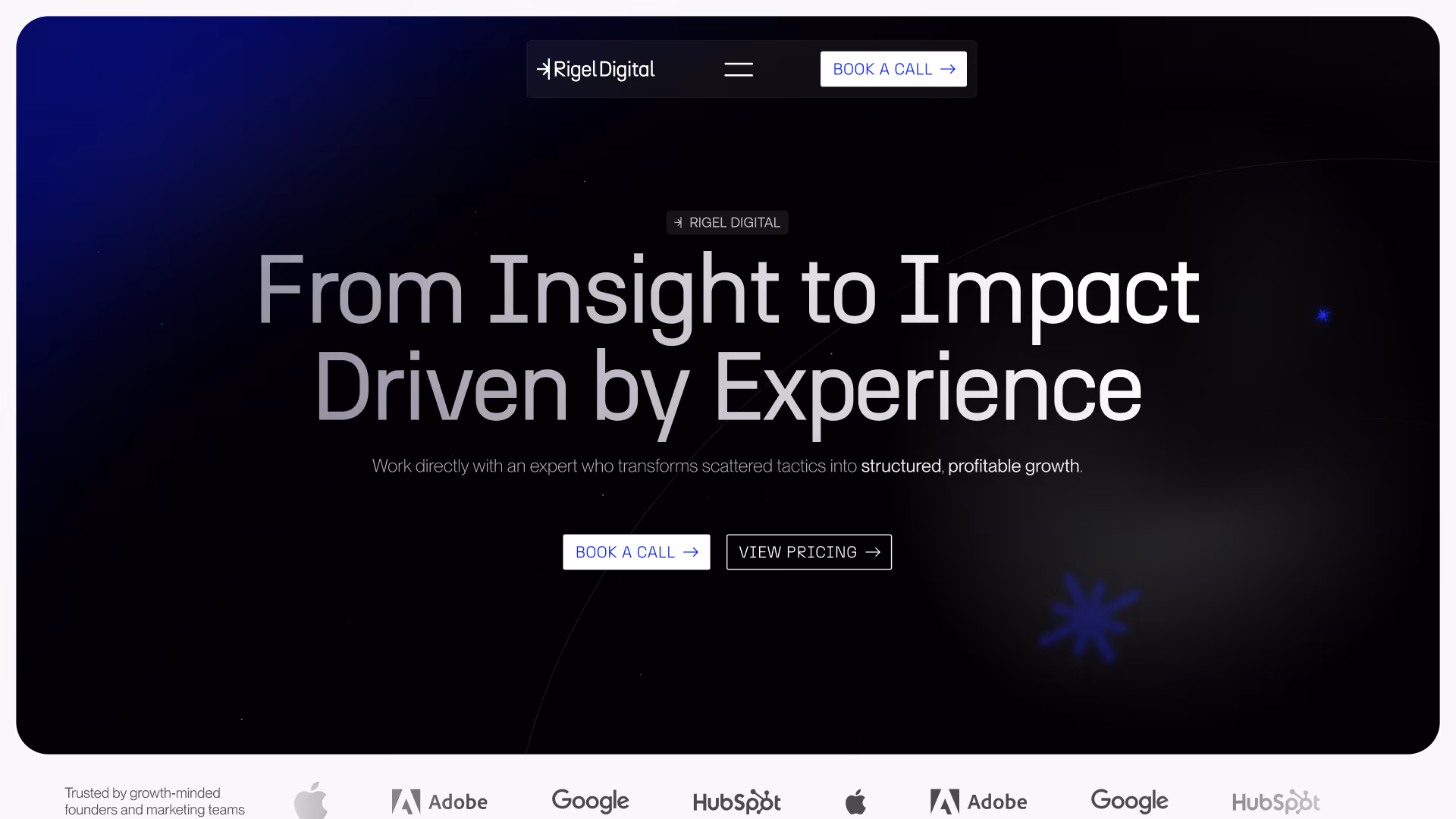 Rigel Digital Homepage Hero Section