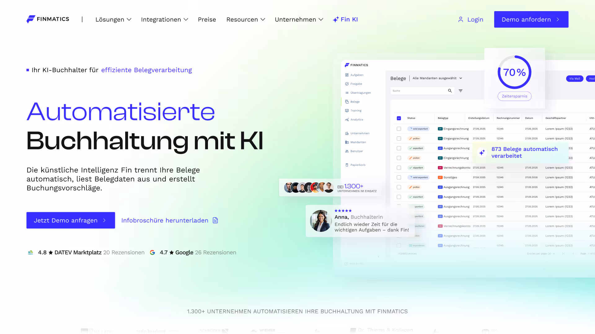 Finmatics Homepage Hero Section