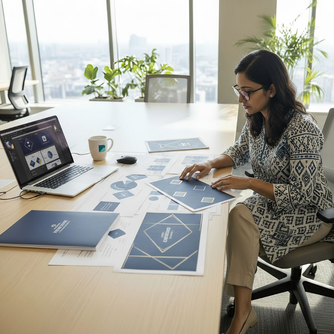 Woman designing financial solutions
