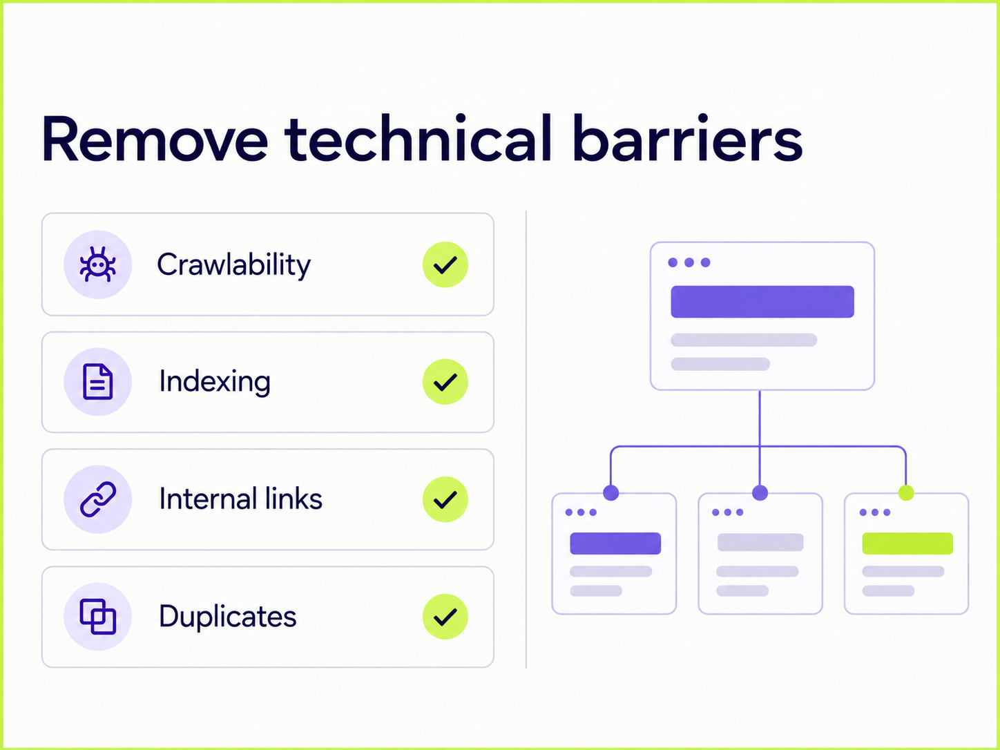 Remove technical barriers – search marketing illustration