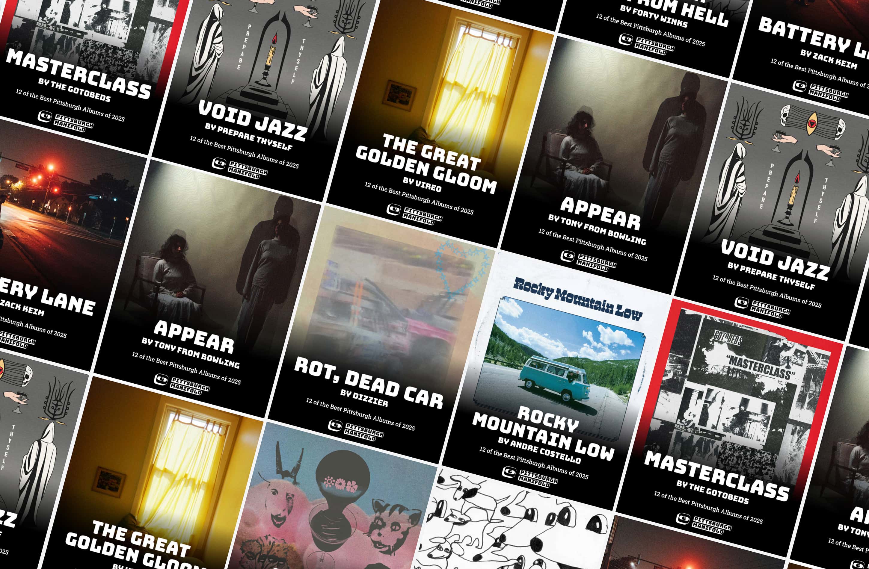 Collage of social posts designed by Sick Day for Pittsburgh Manifold
