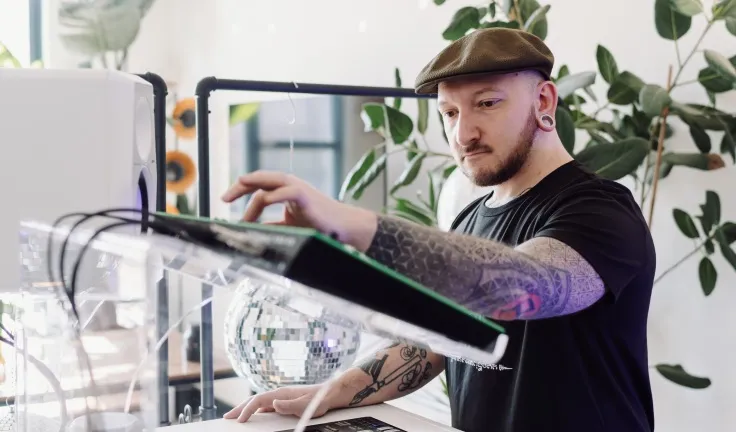 A DJ lesson taking place in a professional DJ studio in London