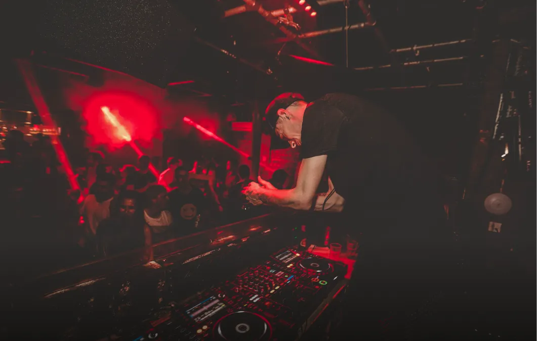 An LSA DJ course graduate performing at Egg London