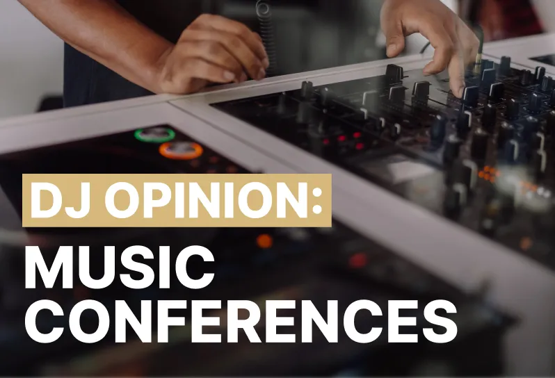 DJ blog thumbnail title card for music conference blog