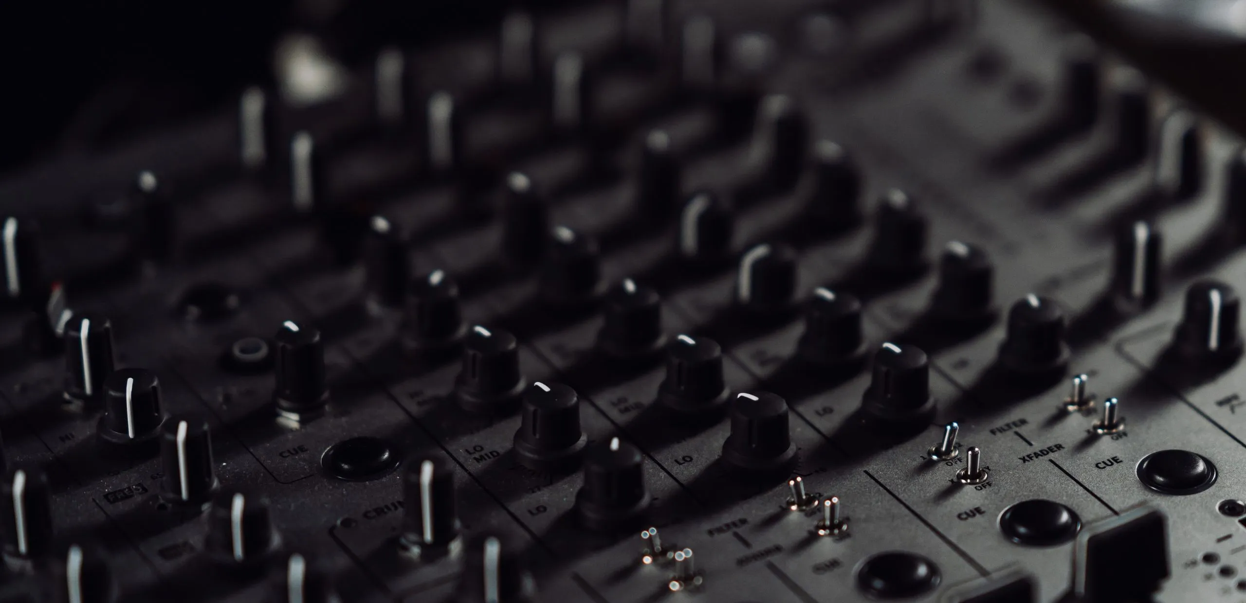 A DJ mixer up close