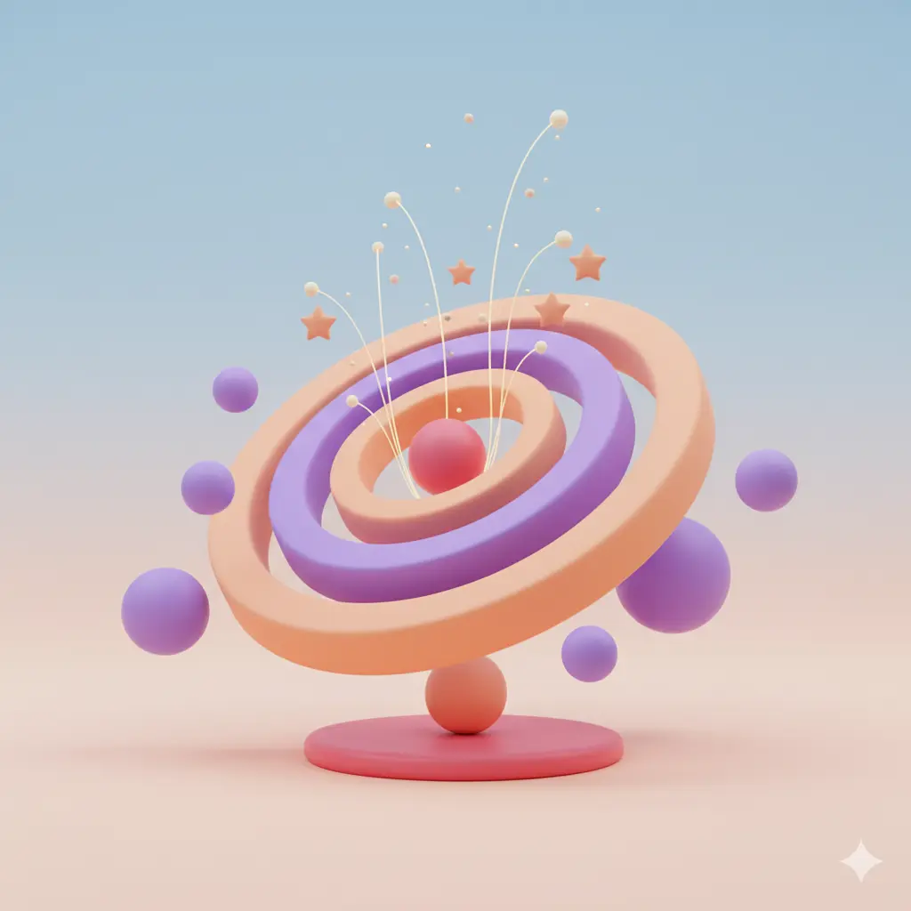 Sollicitatiegesprek oefenen hardop - abstracte 3D illustratie met spiraalvormige ringen die voice practice en groei symboliseren