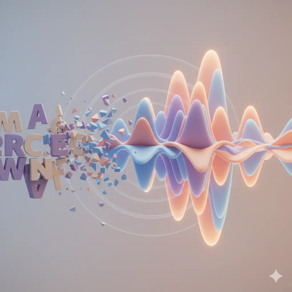 3D letters transformeren in geluidsgolven, voice-based interview practice versus tekst lezen visualisatie