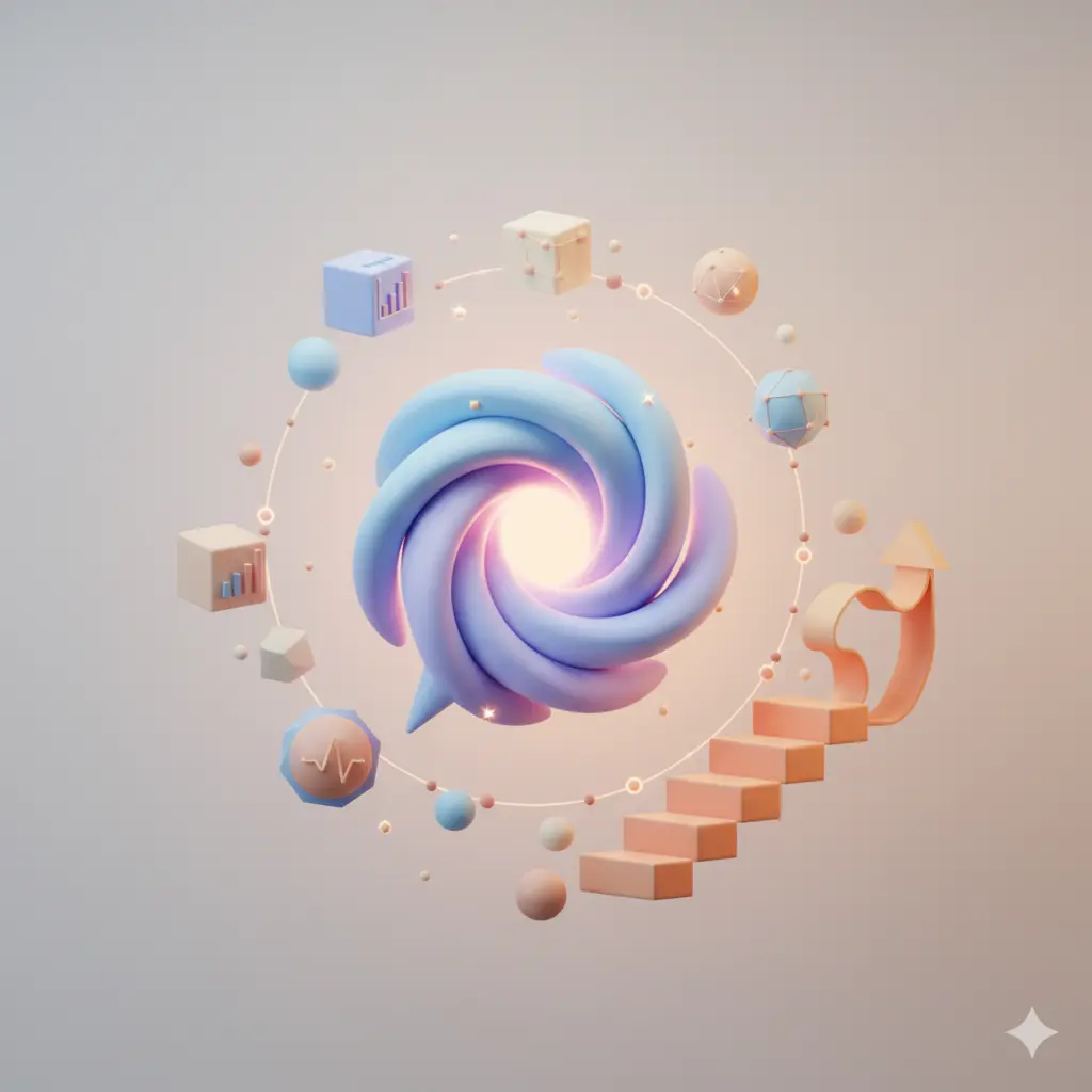 Abstracte AI-analyse met geluidsgolven en datavisualisatie, sollicitatiegesprek feedback representatie