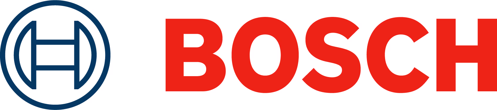 Logotipo da Bosch em letras vermelhas e símbolo azul à esquerda.