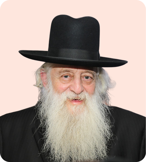 Maran Harav Elya Ber Wachtofogel against a pale pink background.