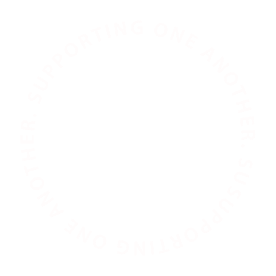 White text forming a circular pattern that reads 'Supporting One Another'.