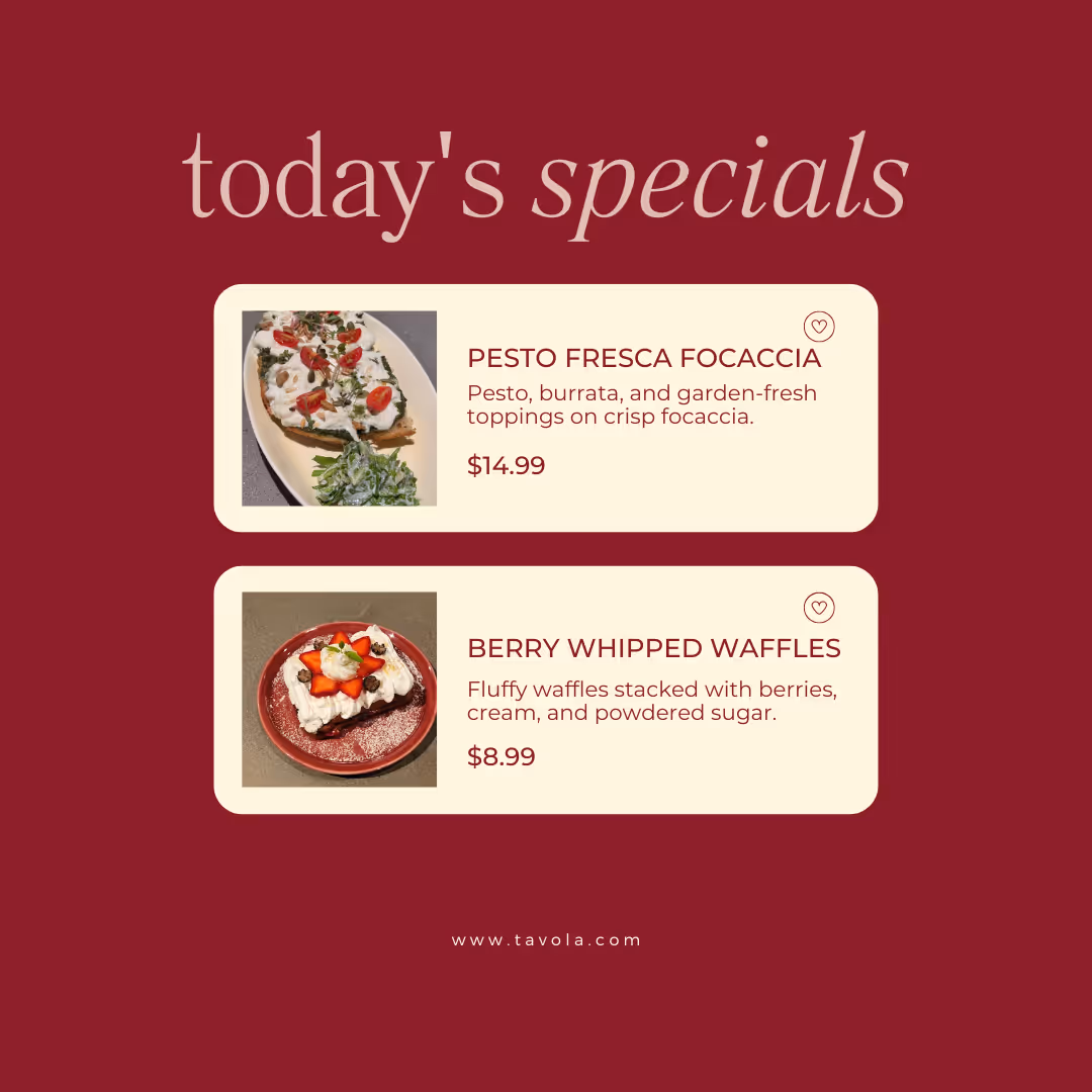 Today’s Specials
