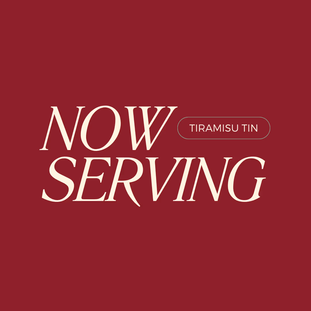 Tiramisu Tin Now Serving