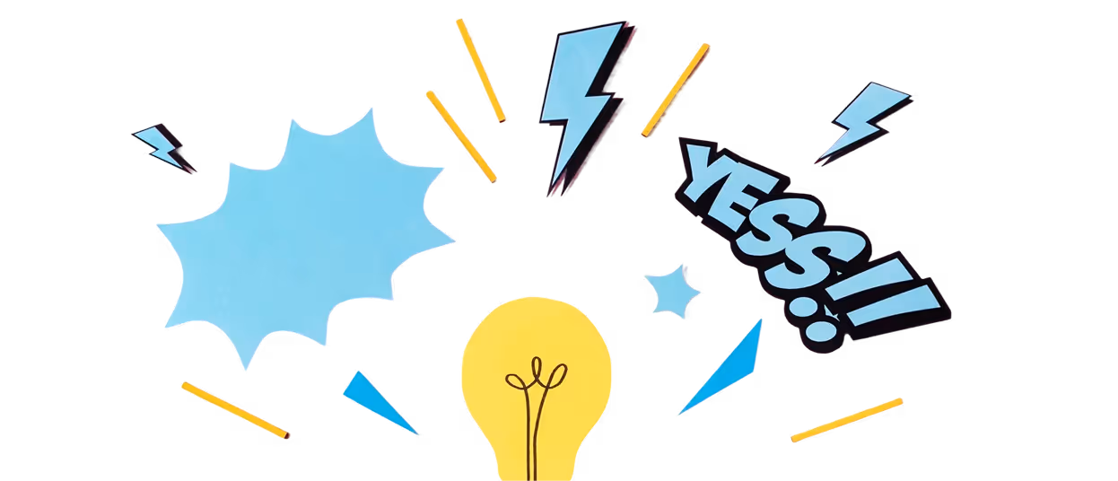 Visual demonstration with a smooth wavy line, two text boxes with content 'From insights' and 'We don't stop', and a stacked circles icon.