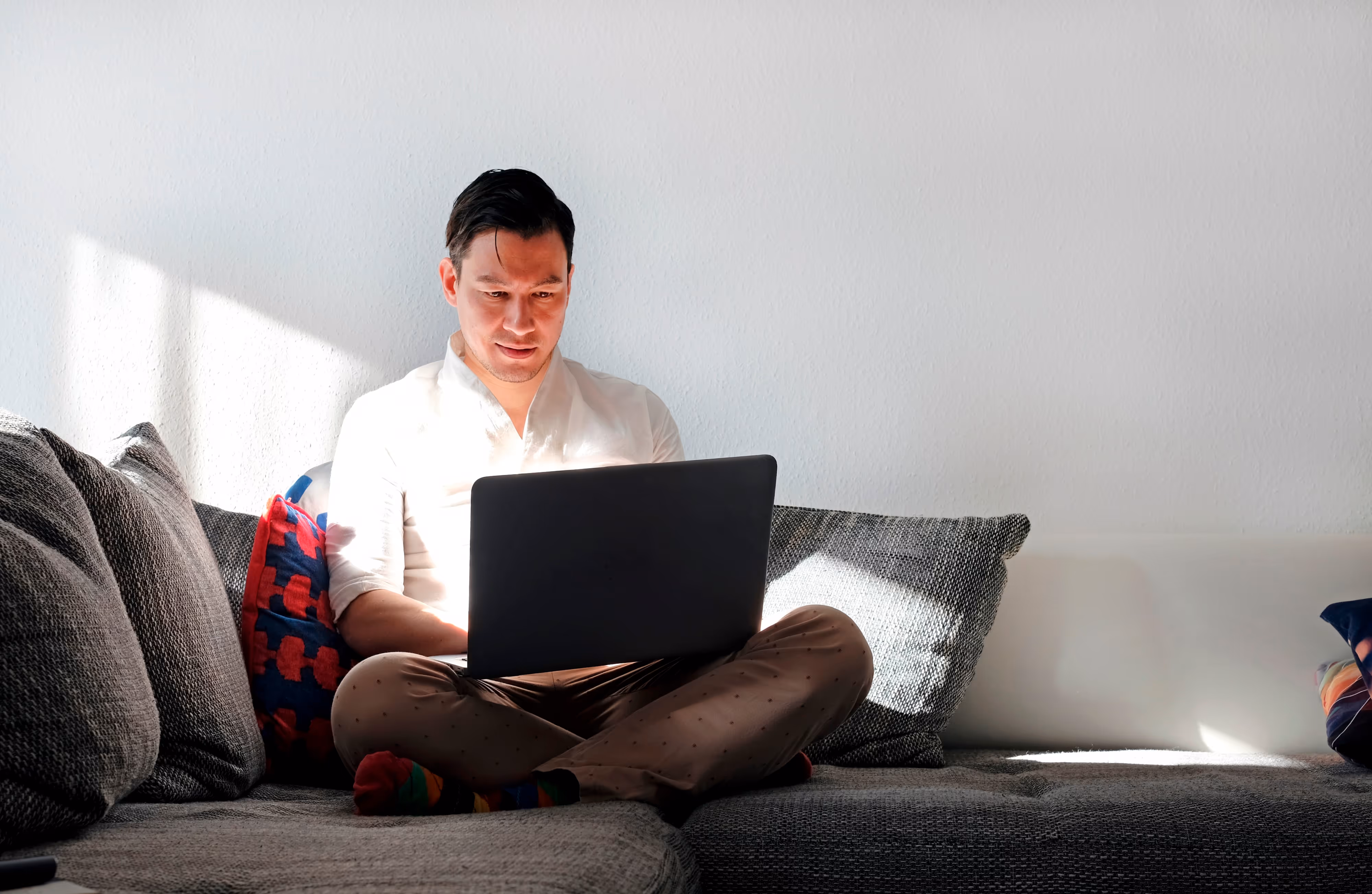 Guy Using Laptop Stock Photo