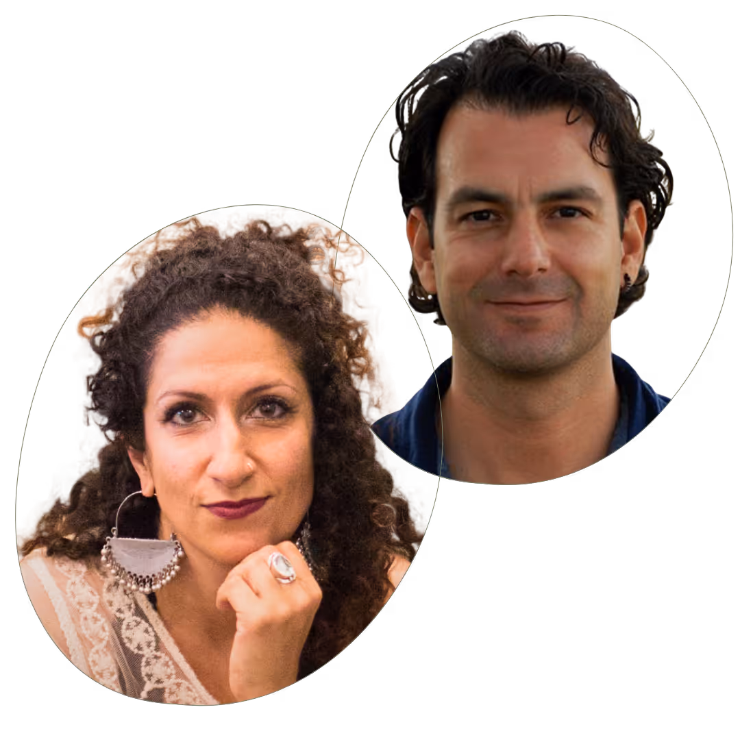 a headshot of Lydia Violet and Adrian Galarza