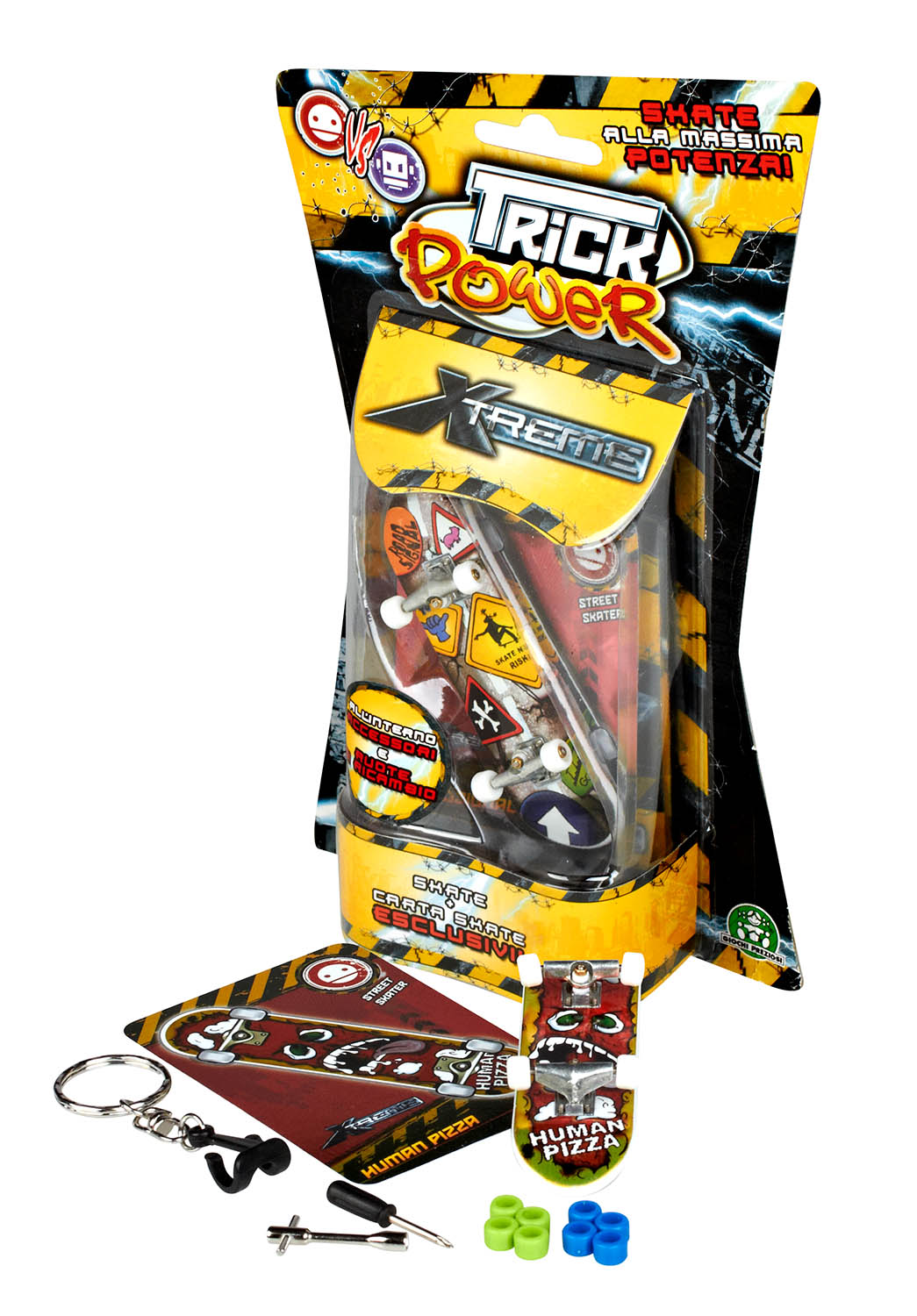 Blister sagomato Trick Power con  Die cut personalizzato Card e Skate