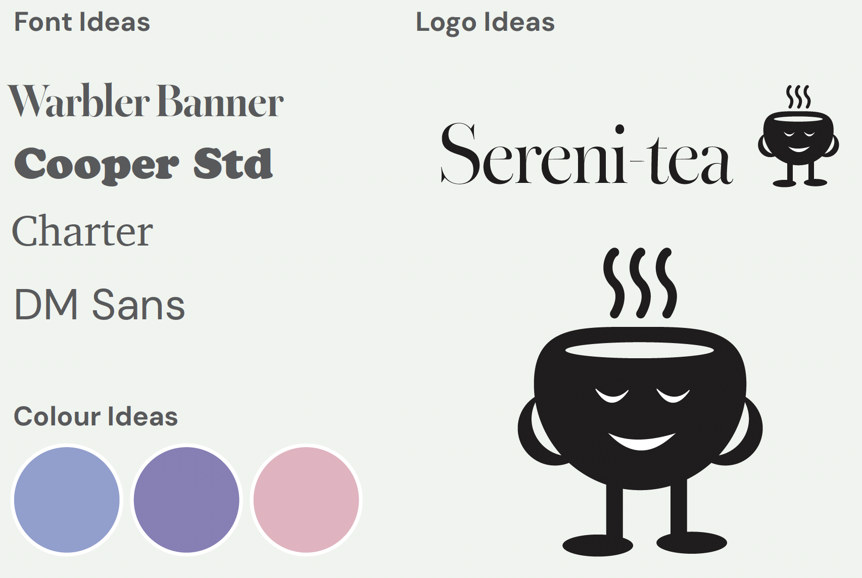 Serenitea font, colour and logo ideas