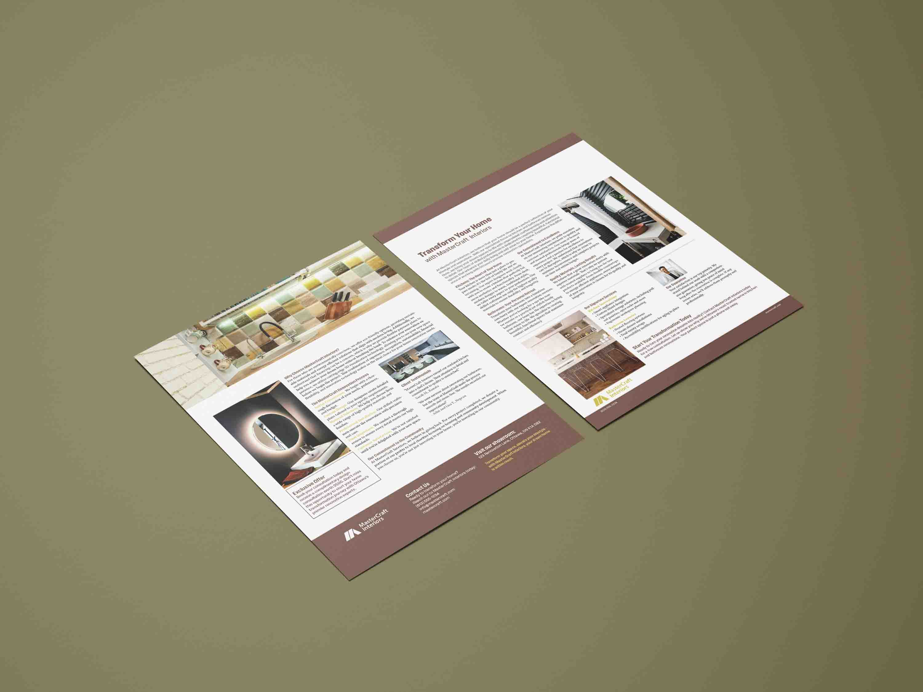 Home renovation sell sheet design.