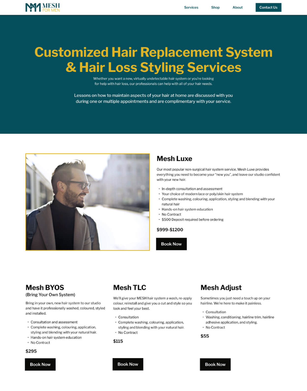 Mesh for Men services page