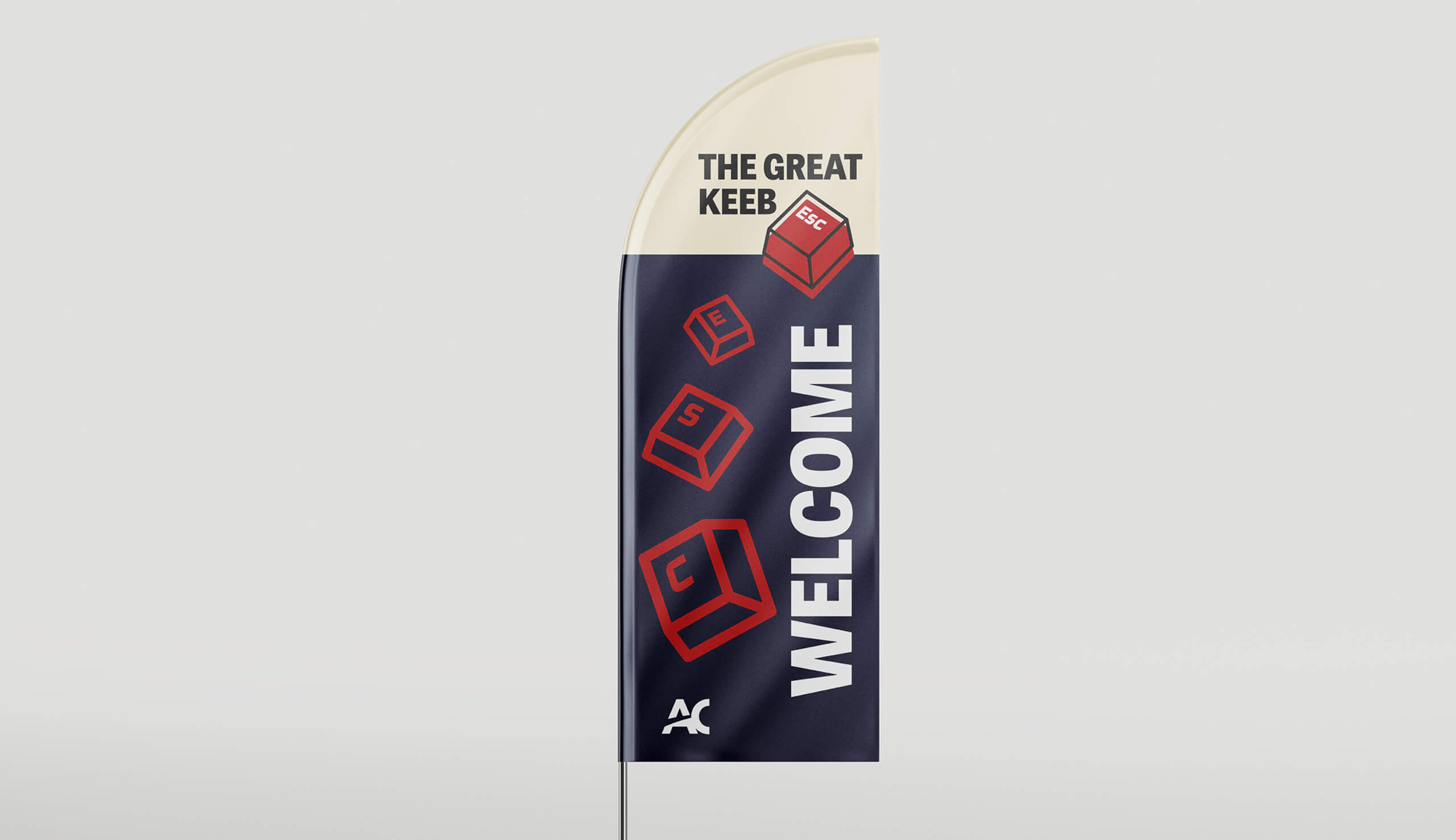 The Great Keeb Escape keyboard convention feather banner