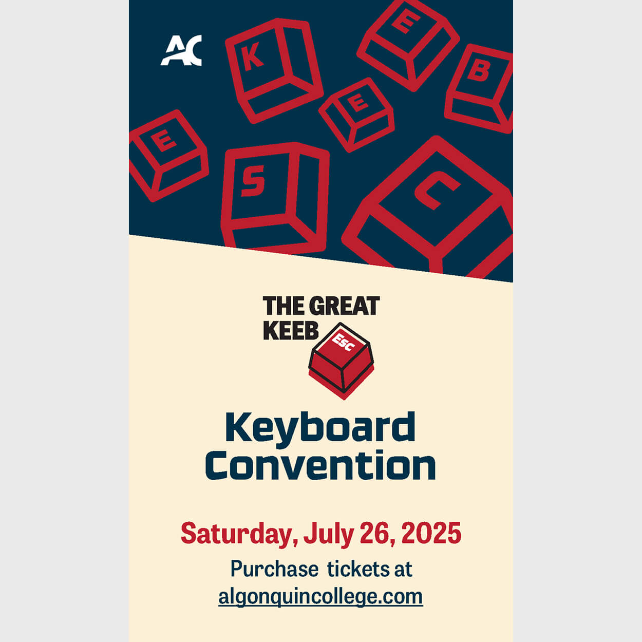 The Great Keeb Escape keyboard convention vertical web banner