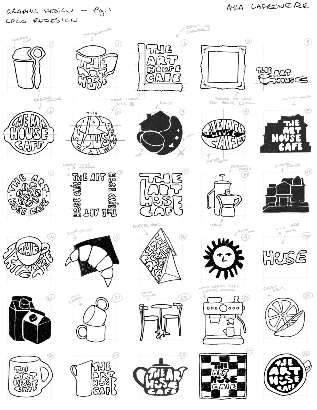 Logo sketches, page 1