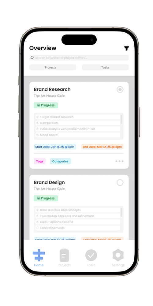 overview in app screen
