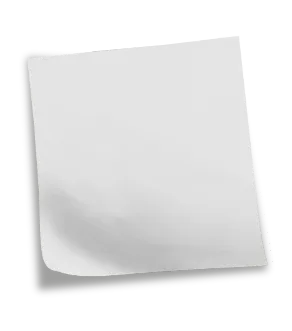 Blank white sticky note taped to a surface with beige masking tape.