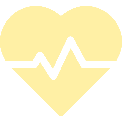 Yellow heart shape with a black electrocardiogram (ECG) line through the center.
