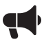 Icon of a black megaphone facing right.