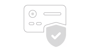 Credit card with a shield containing a checkmark symbolizing secure payment.