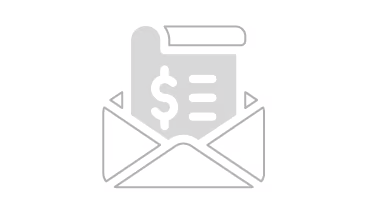 Icon of an open envelope containing a document with a dollar sign and lines representing text.