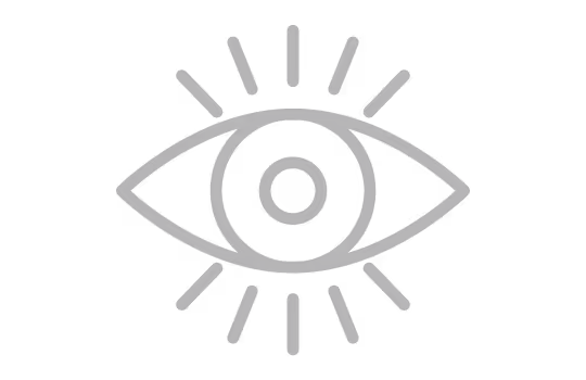 Graphic illustration of an eye with radiating lines around it.