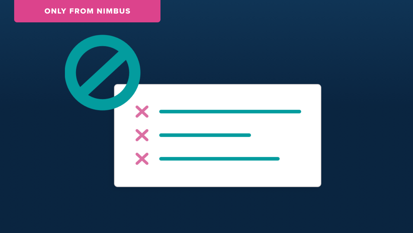 Block icon over a list of removed ads, illustrating Nimbus ad blocking controls