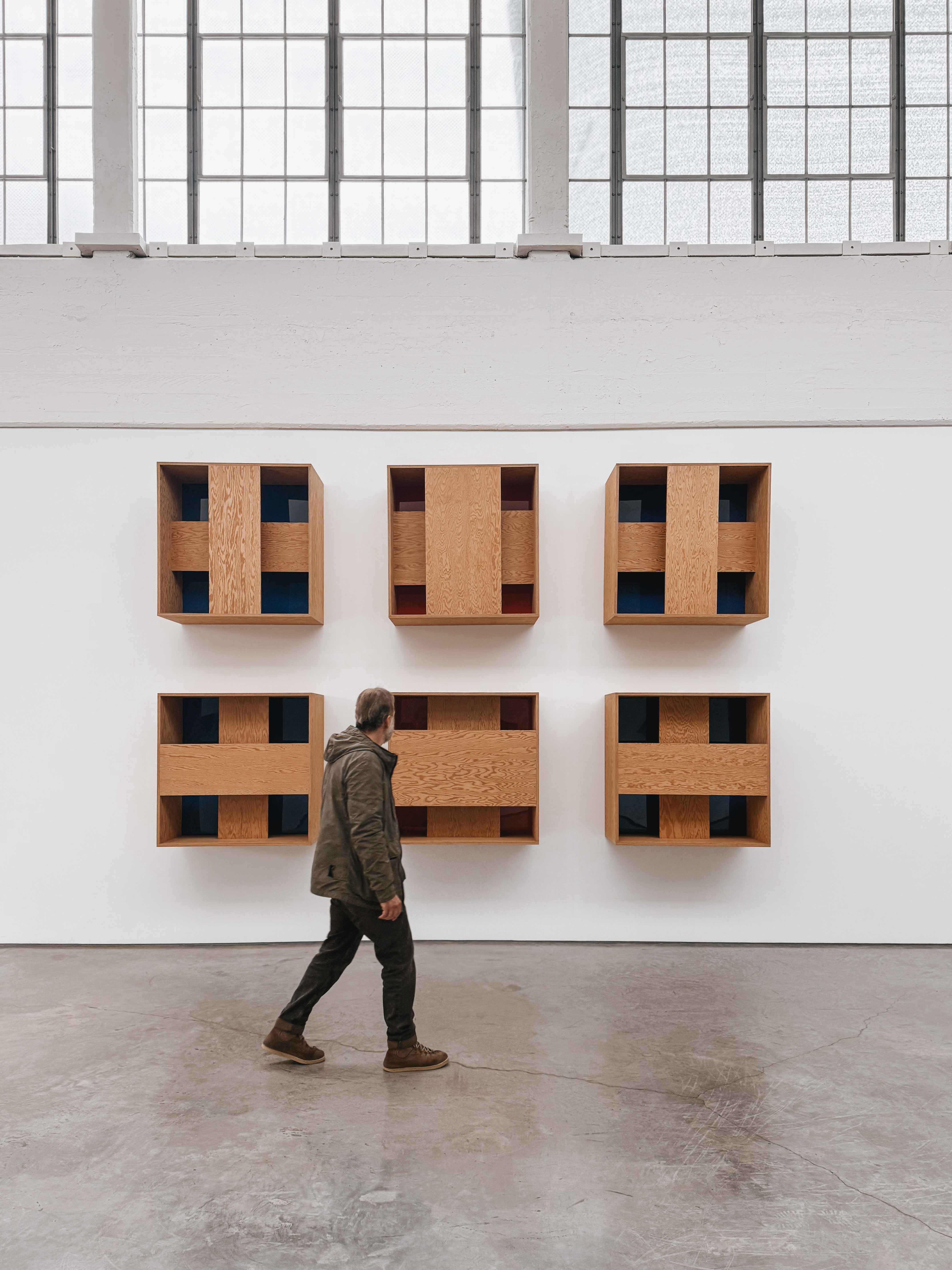 Repetition gives structure physical form. Image Credit: Donald Judd, plywood works, 1970s. Installation view, Dia Beacon.