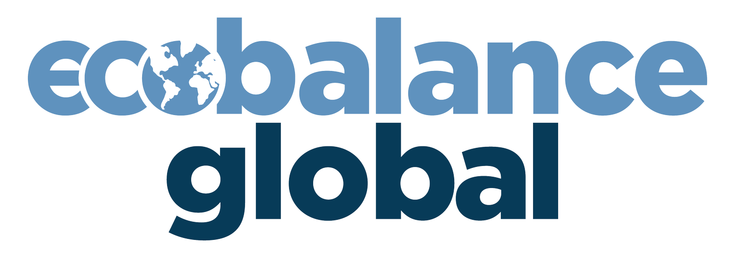EcoBalance Global logo with 'eco' featuring a globe as the letter 'o' and 'balance' and 'global' in bold text.