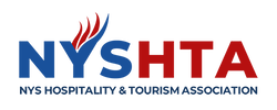 New York State Hotel Trades Association logo with stylized NY in blue and HTA in red, featuring a red crown above the S.